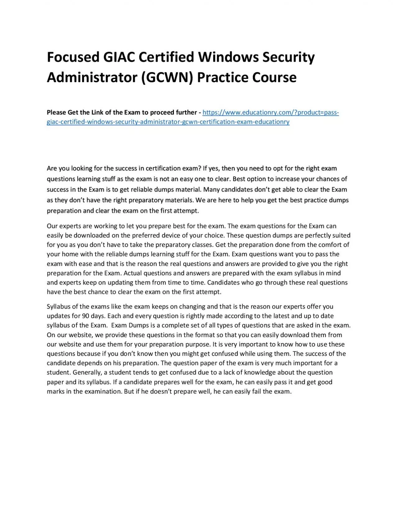 PDF-GIAC Certified Windows Security Administrator (GCWN)