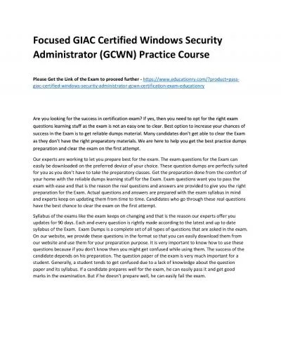 GIAC Certified Windows Security Administrator (GCWN)