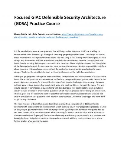 GIAC Defensible Security Architecture (GDSA)