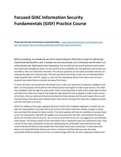 GIAC Information Security Fundamentals (GISF)