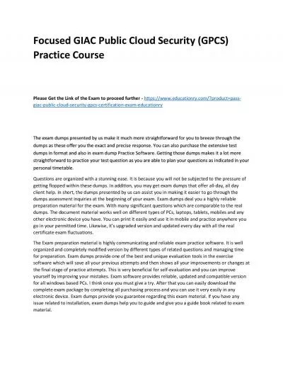 GIAC Public Cloud Security (GPCS)