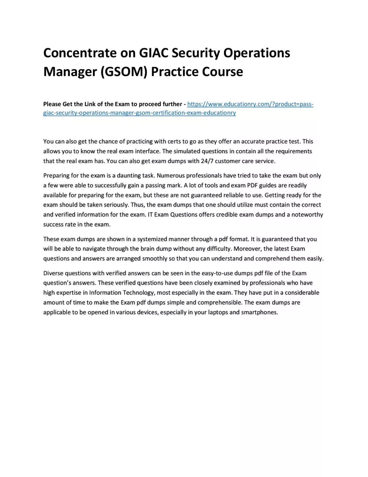 PDF-GIAC Security Operations Manager (GSOM)