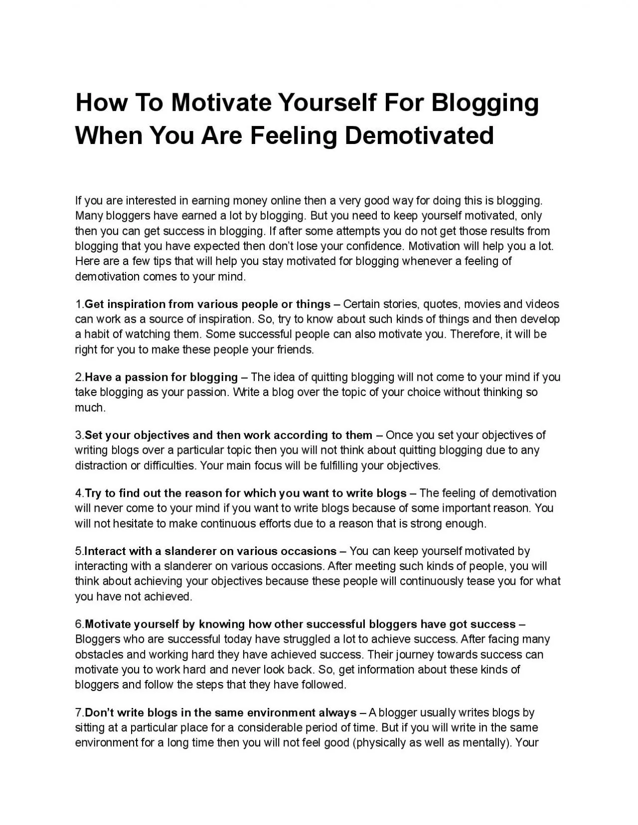 PDF-How To Motivate Yourself For Blogging When You Are Feeling Demotivated