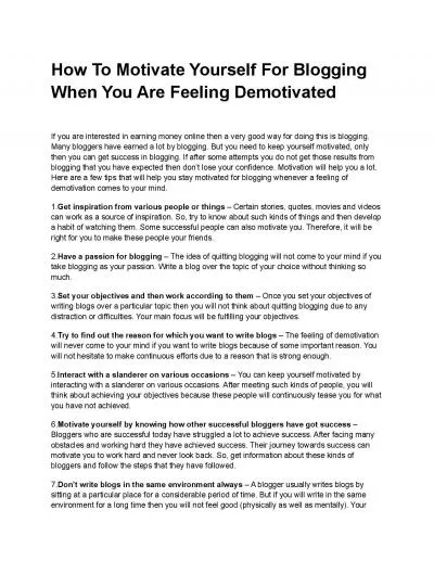 How To Motivate Yourself For Blogging When You Are Feeling Demotivated