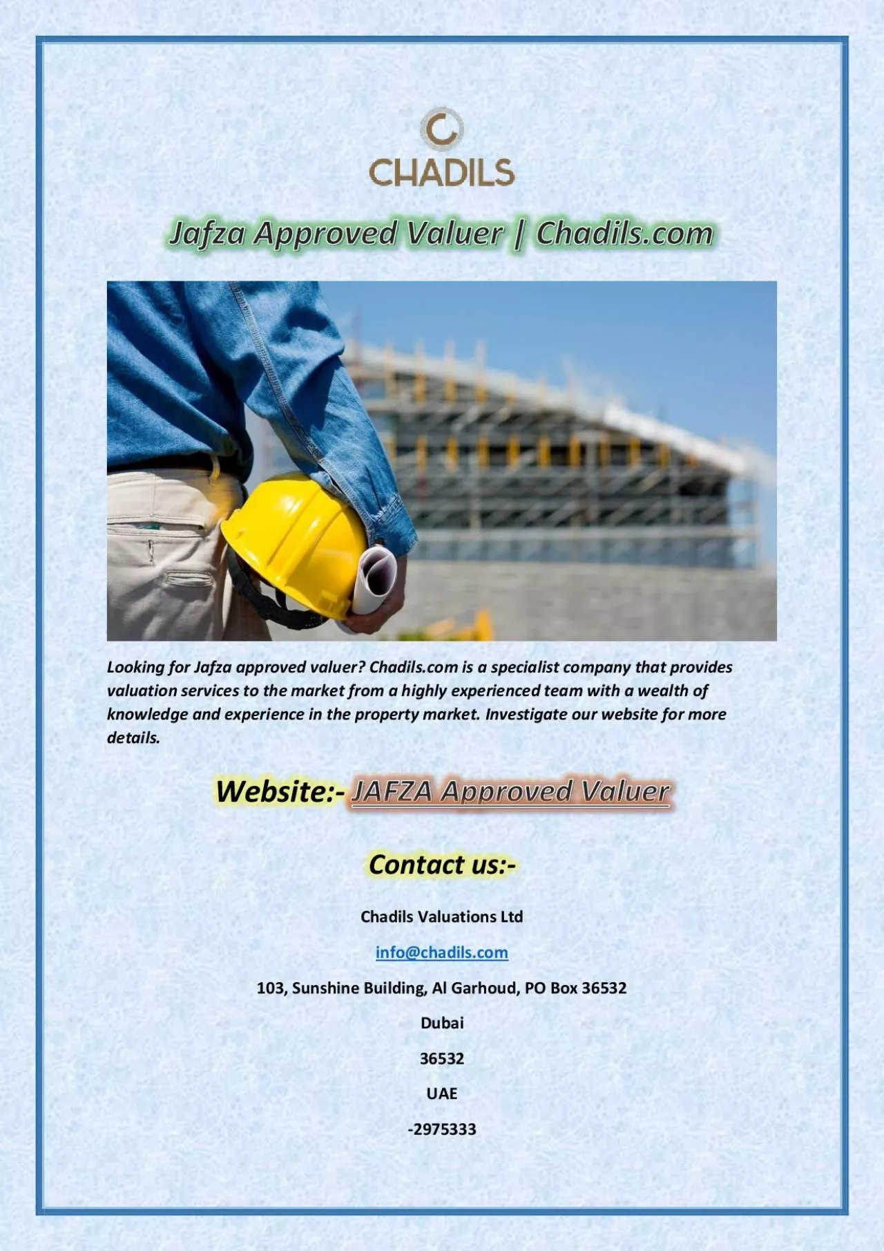 PDF-Jafza Approved Valuer | Chadils.com