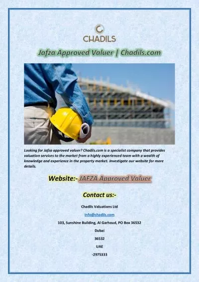 Jafza Approved Valuer | Chadils.com