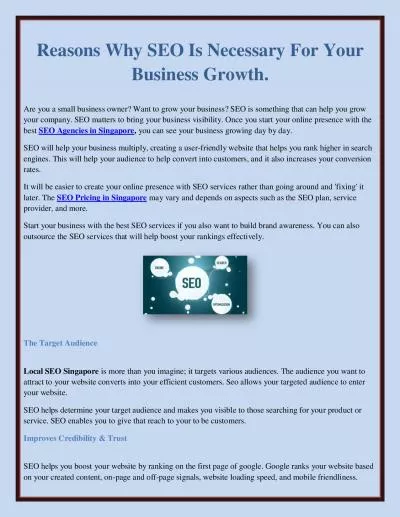 Reasons Why SEO Is Necessary For Your Business Growth.