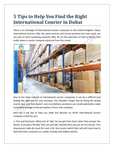 5 Tips to Help You Find the Right International Courier in Dubai