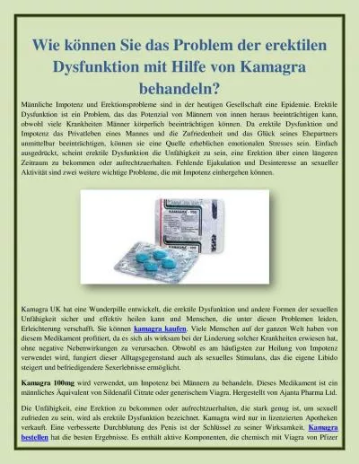 Wie können Sie das Problem der erektilen Dysfunktion mit Hilfe von Kamagra behandeln?