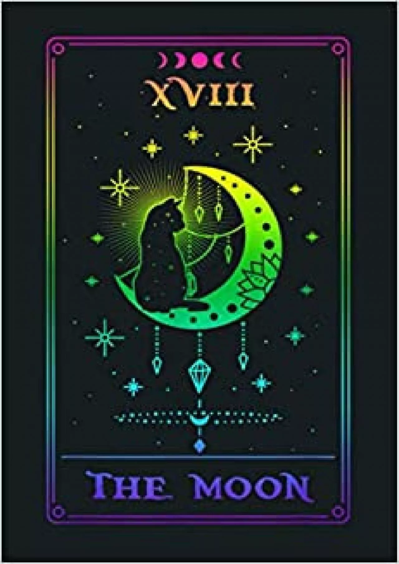 The Moon Tarot Card Crescent Moon Cat Cute Goth Wiccan: Notebook Planner - 6x9 inch Daily