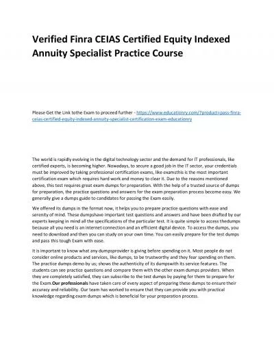 Finra CEIAS Certified Equity Indexed Annuity Specialist