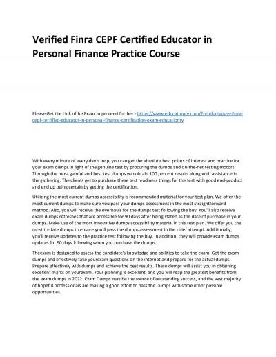 Finra CEPF Certified Educator in Personal Finance