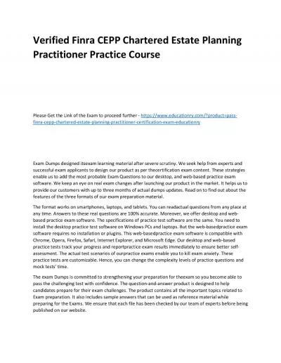 Finra CEPP Chartered Estate Planning Practitioner