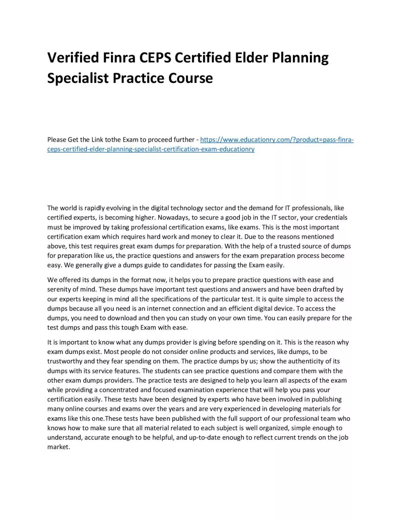 PDF-Finra CEPS Certified Elder Planning Specialist