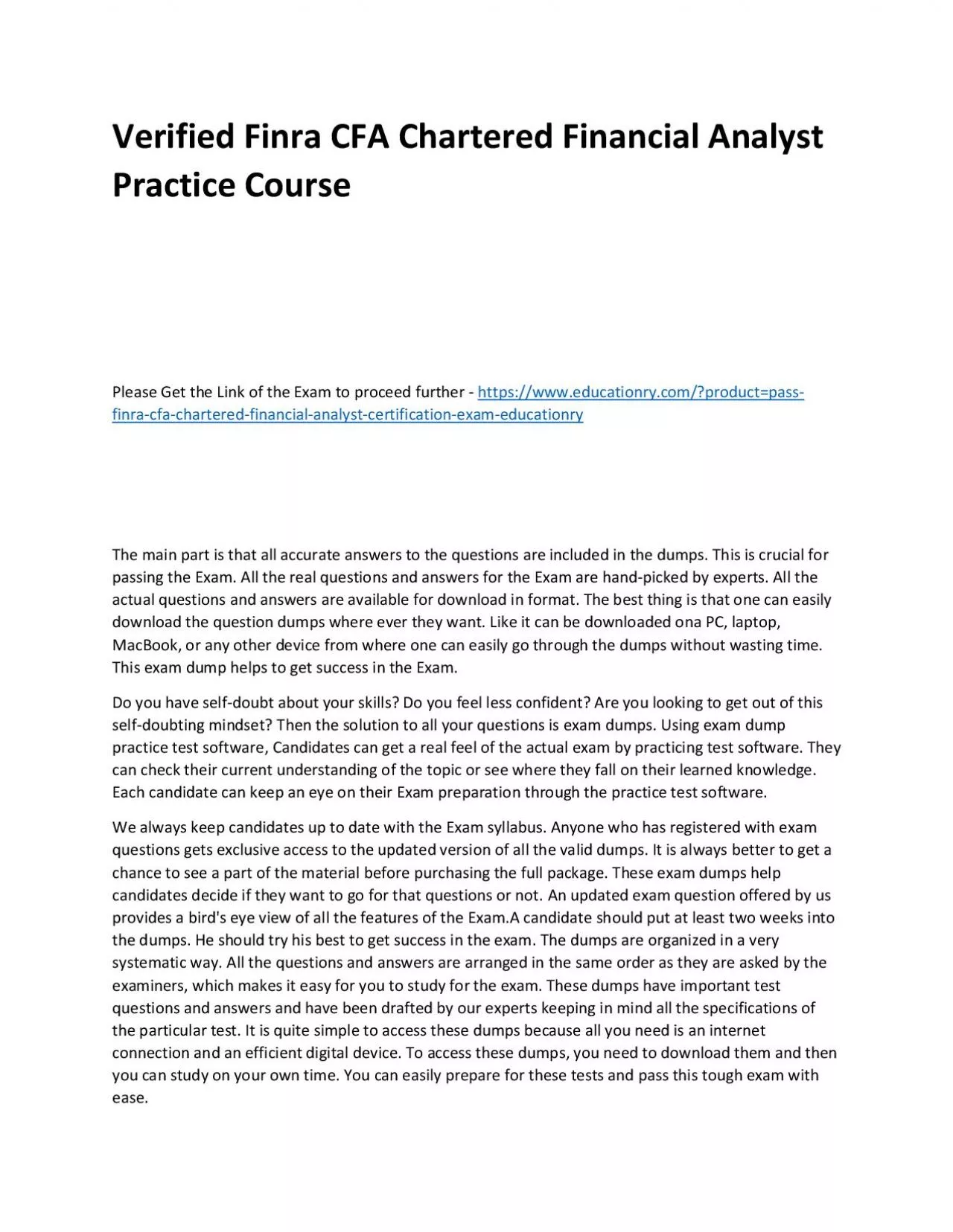 PDF-Finra CFA Chartered Financial Analyst