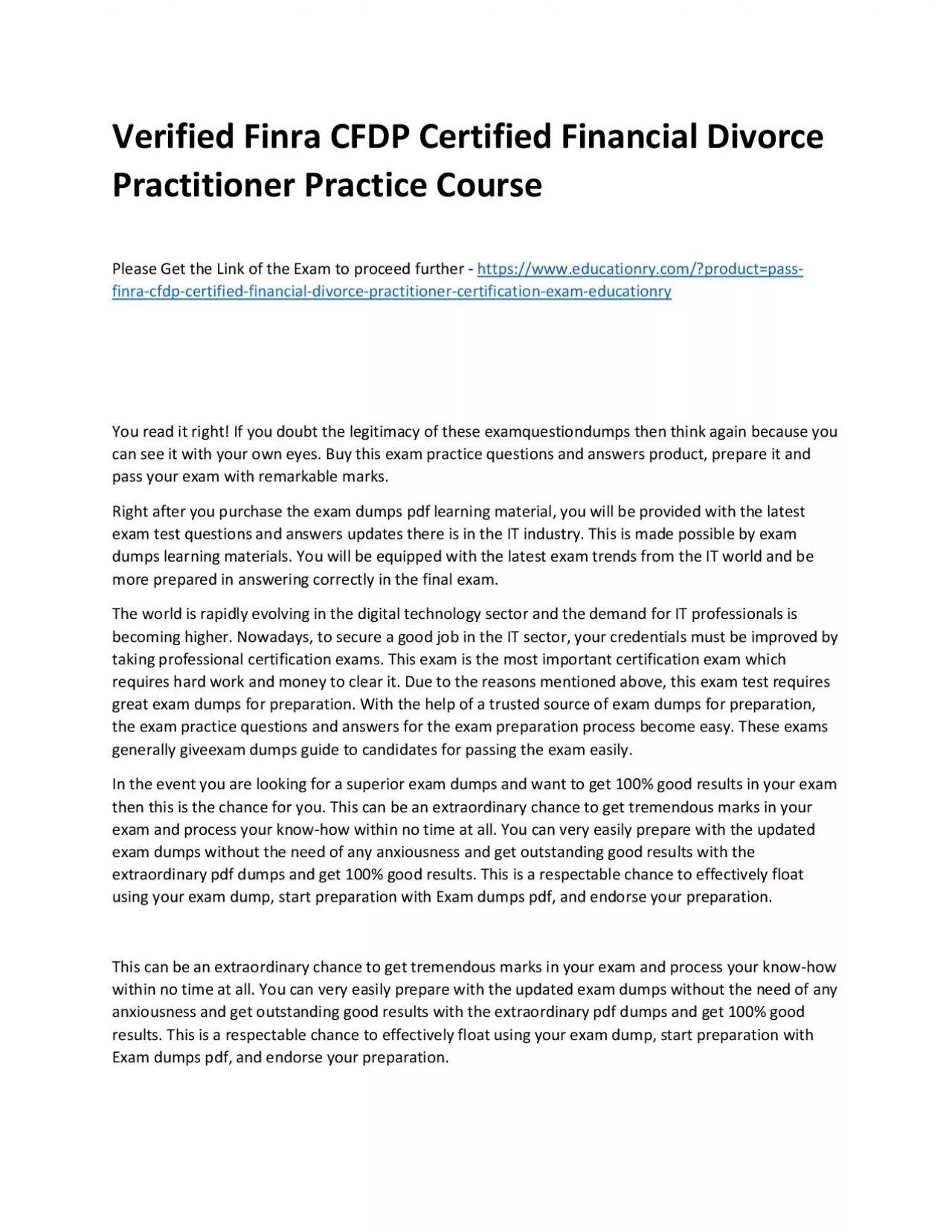 PDF-Finra CFDP Certified Financial Divorce Practitioner