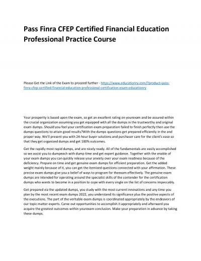 Finra CFEP Certified Financial Education Professional