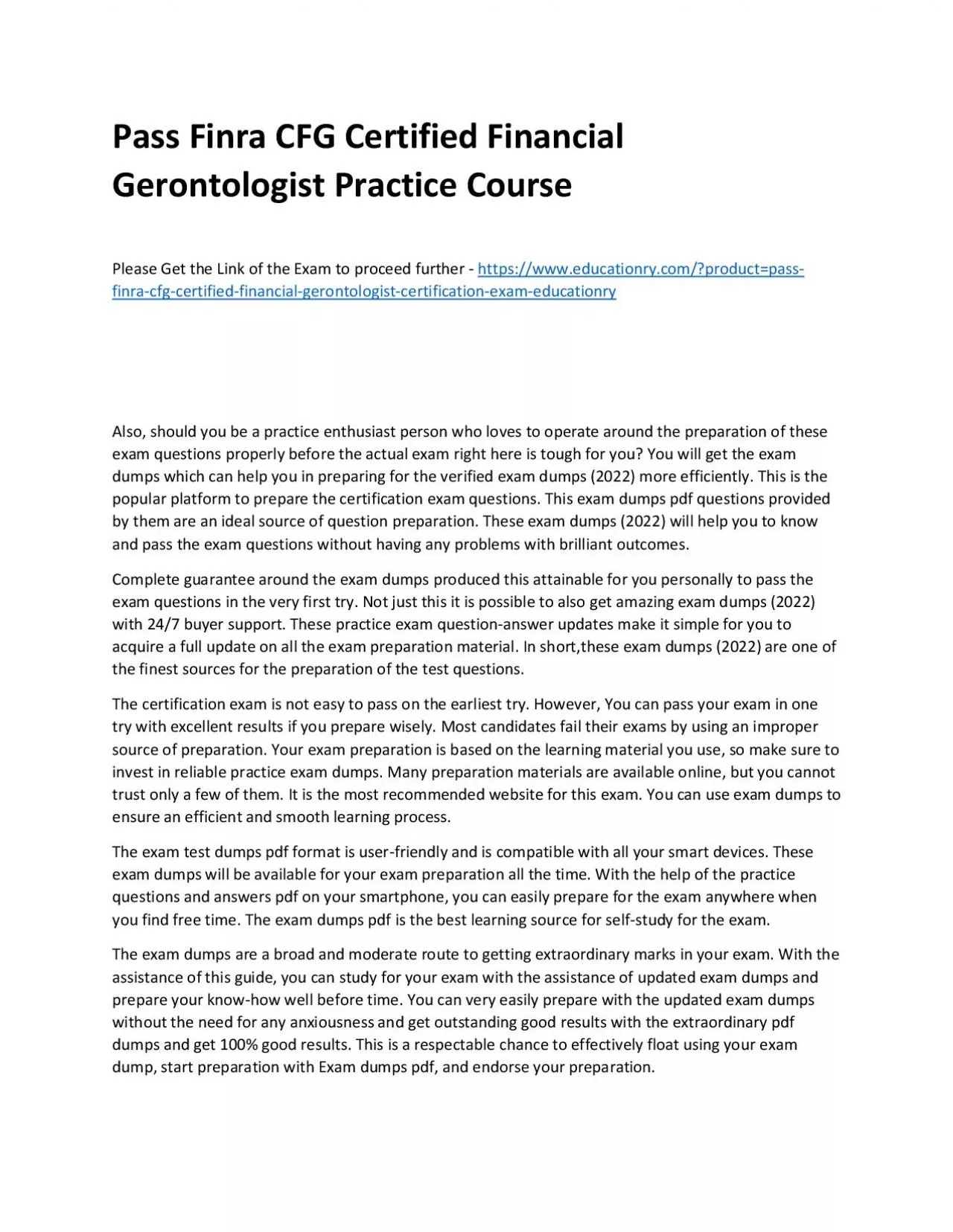 PDF-Finra CFG Certified Financial Gerontologist