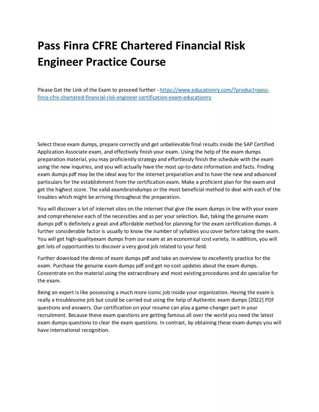 PDF-Finra CFRE Chartered Financial Risk Engineer