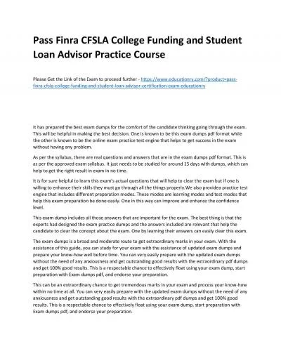 Finra CFSLA College Funding and Student Loan Advisor