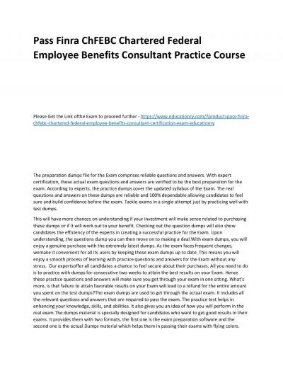 Finra ChFEBC Chartered Federal Employee Benefits Consultant