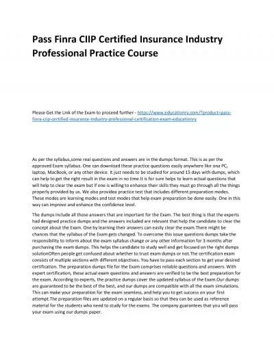 Finra CIIP Certified Insurance Industry Professional