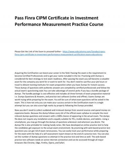 Finra CIPM Certificate in Investment Performance Measurement
