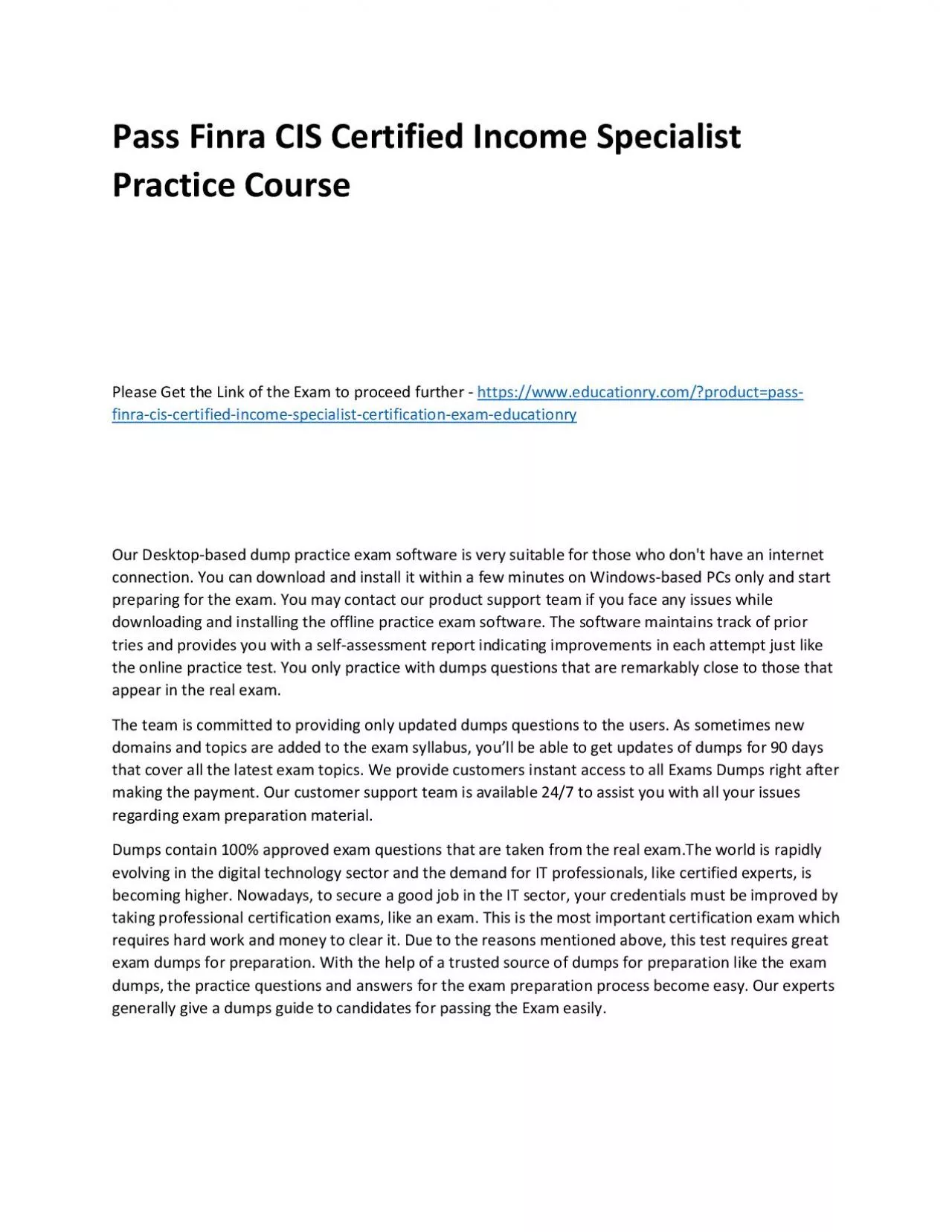 PDF-Finra CIS Certified Income Specialist