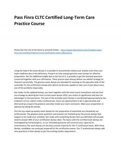 Finra CLTC Certified Long-Term Care