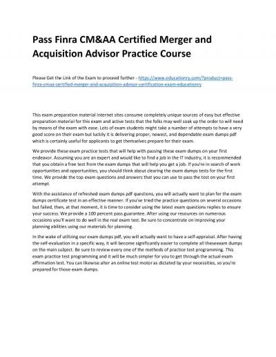 Finra CM&AA Certified Merger and Acquisition Advisor