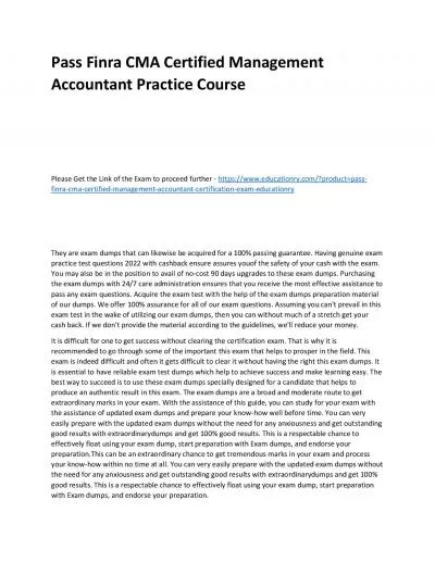 Finra CMA Certified Management Accountant