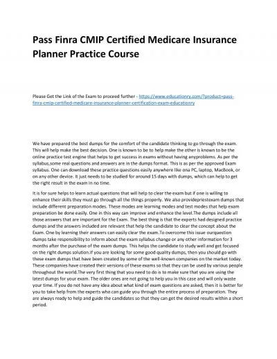 Finra CMIP Certified Medicare Insurance Planner