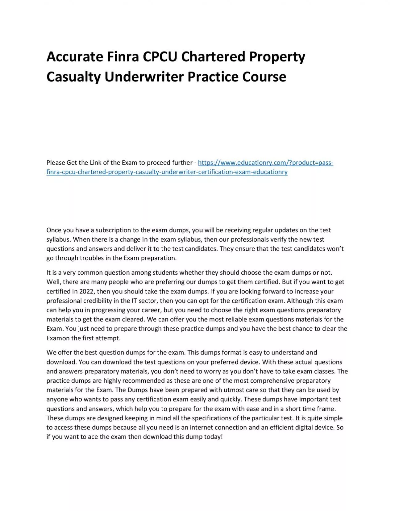 Finra CPCU Chartered Property Casualty Underwriter
