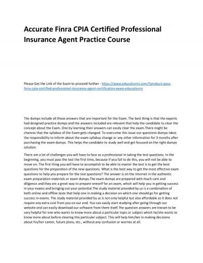 Finra CPIA Certified Professional Insurance Agent