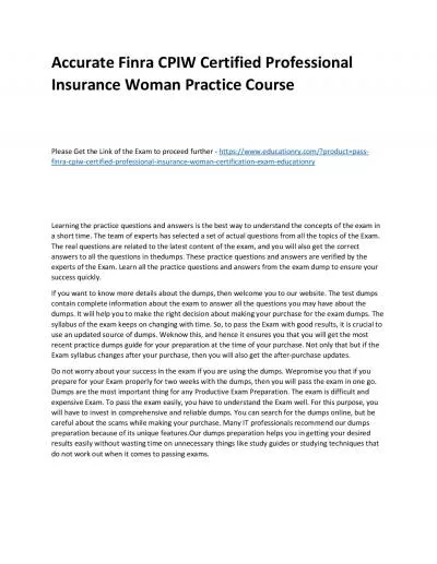 Finra CPIW Certified Professional Insurance Woman