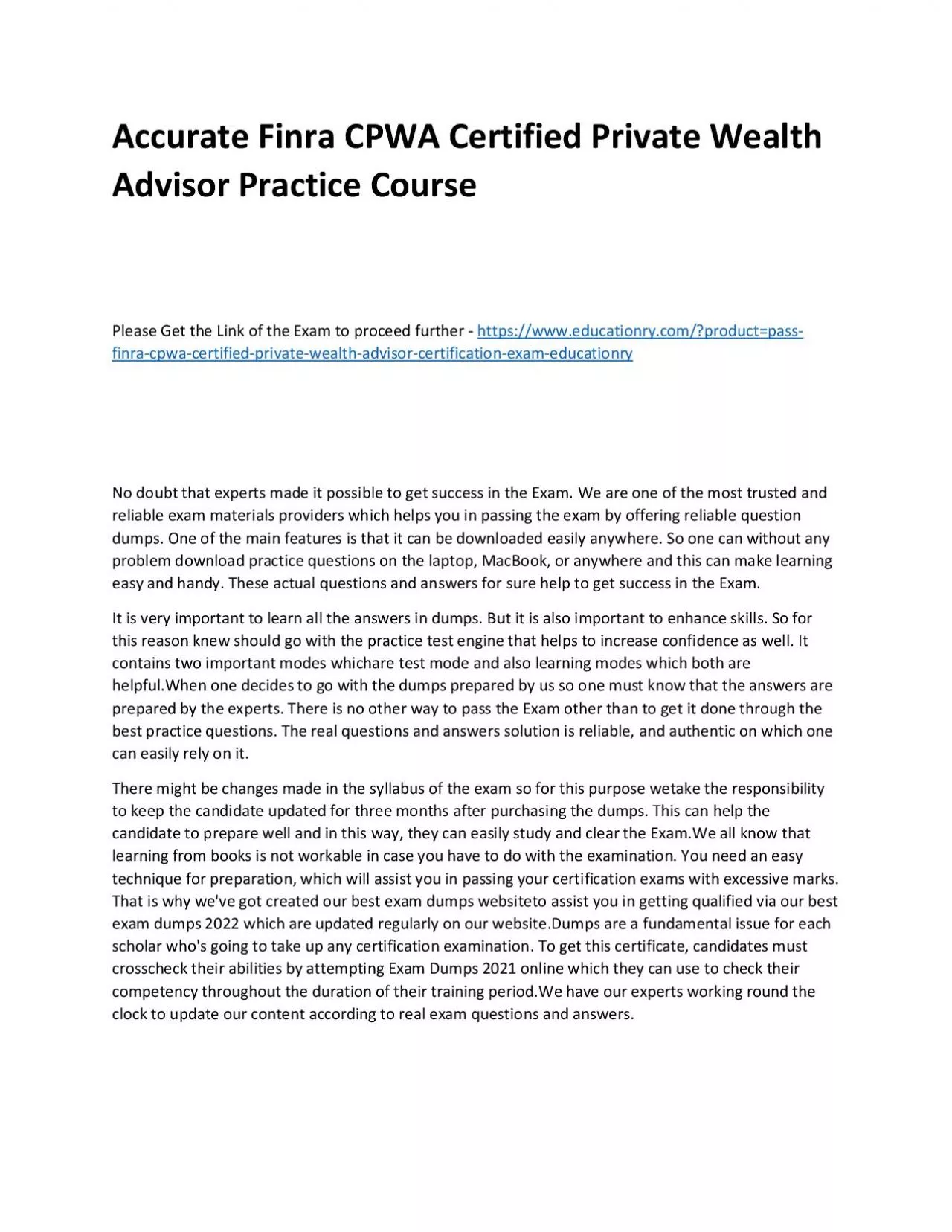 PDF-Finra CPWA Certified Private Wealth Advisor