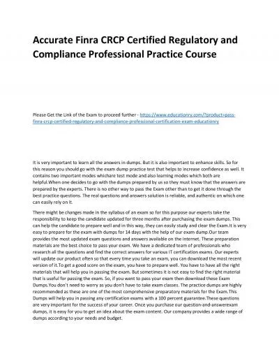 Finra CRCP Certified Regulatory and Compliance Professional