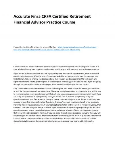 Finra CRFA Certified Retirement Financial Advisor