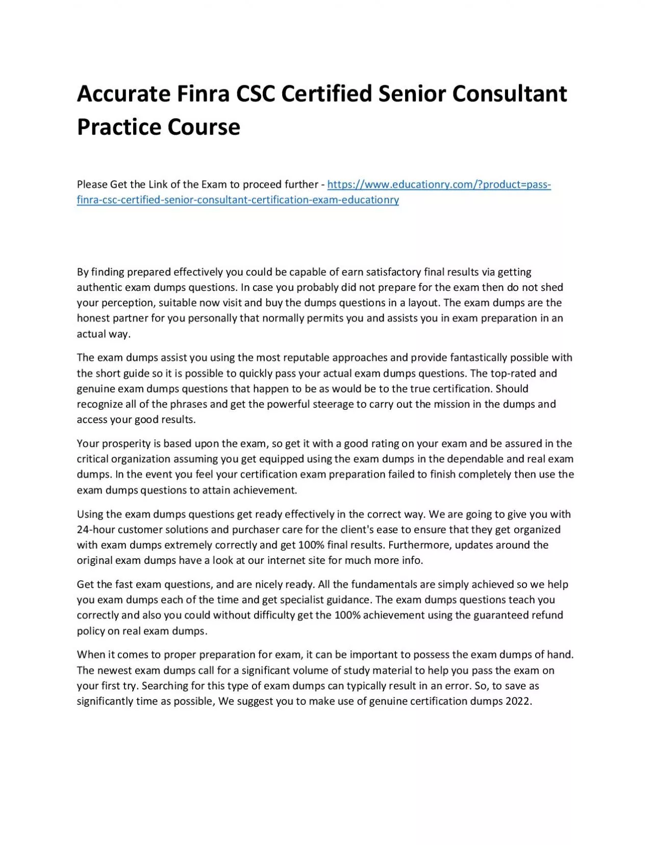 PDF-Finra CSC Certified Senior Consultant