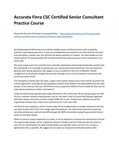 Finra CSC Certified Senior Consultant