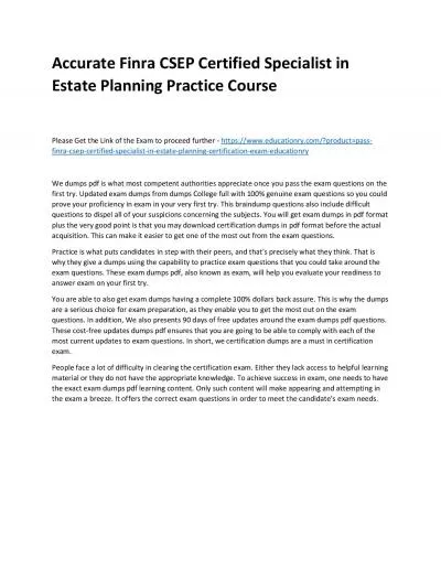 Finra CSEP Certified Specialist in Estate Planning