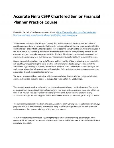 Finra CSFP Chartered Senior Financial Planner