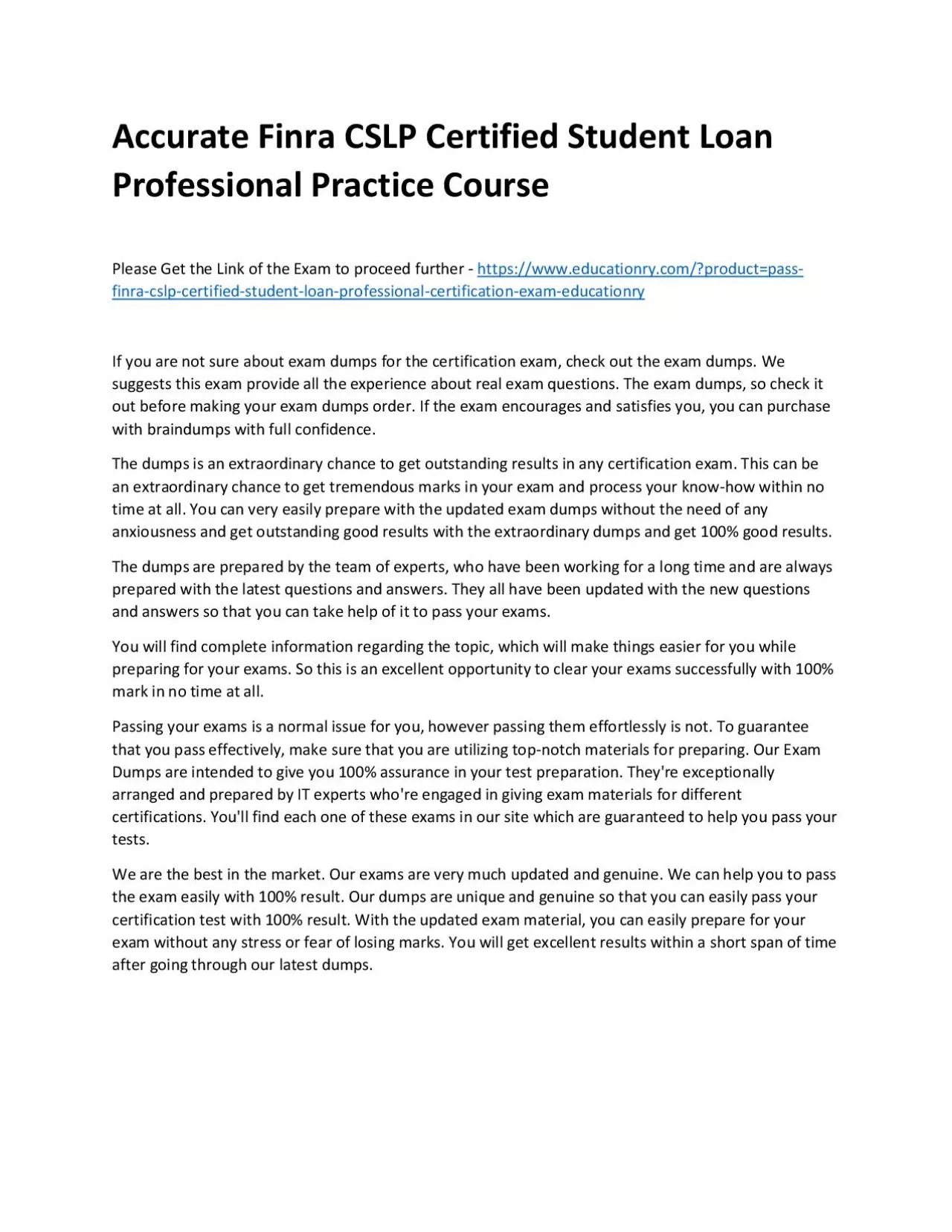 PDF-Finra CSLP Certified Student Loan Professional