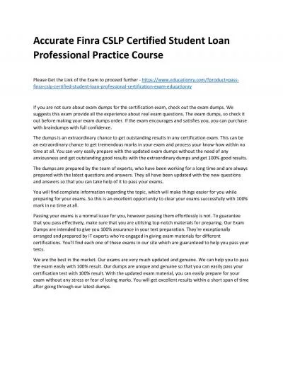 Finra CSLP Certified Student Loan Professional