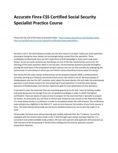 Finra CSS Certified Social Security Specialist