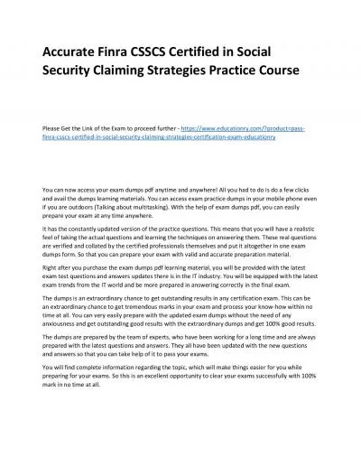 Finra CSSCS Certified in Social Security Claiming Strategies