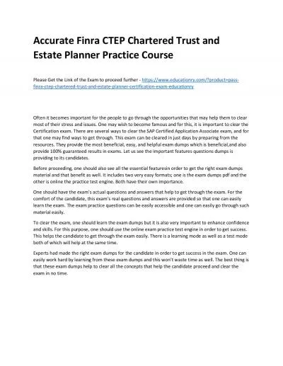 Finra CTEP Chartered Trust and Estate Planner