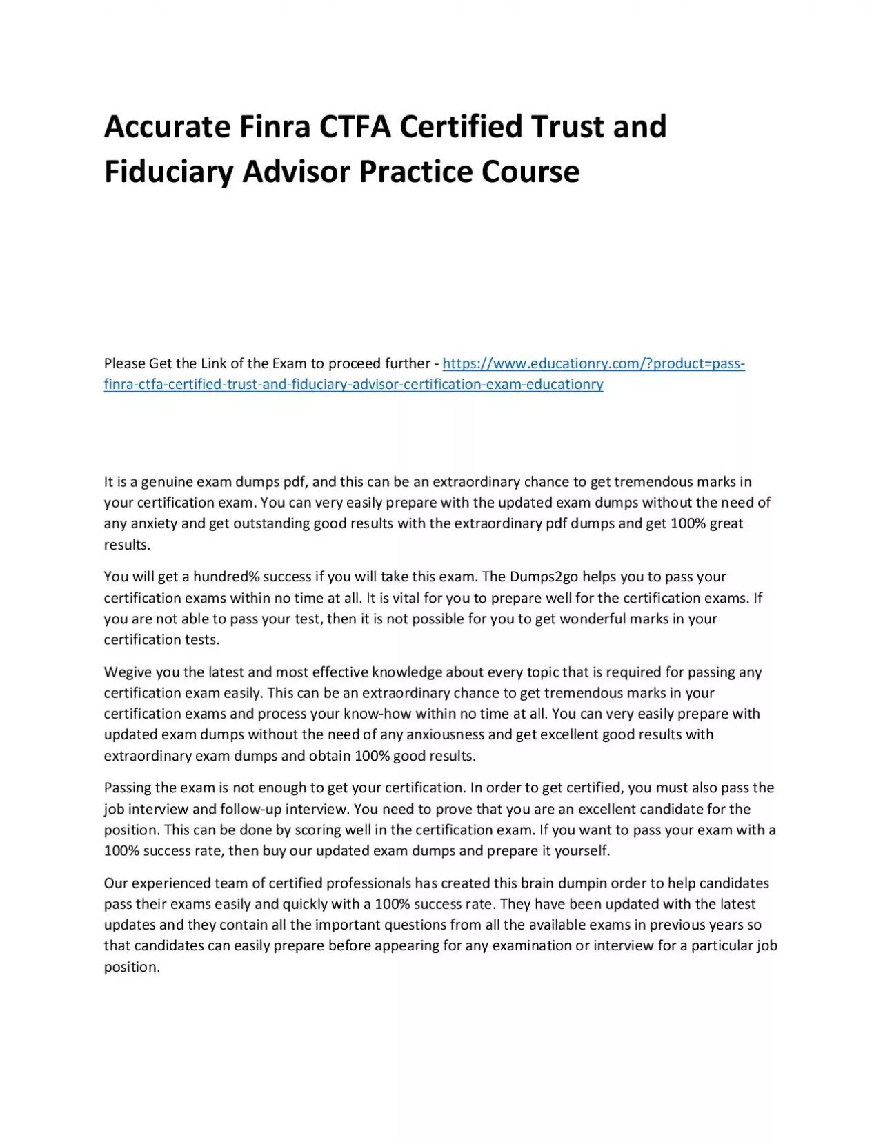 PDF-Finra CTFA Certified Trust and Fiduciary Advisor