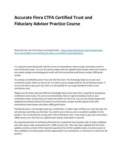 Finra CTFA Certified Trust and Fiduciary Advisor