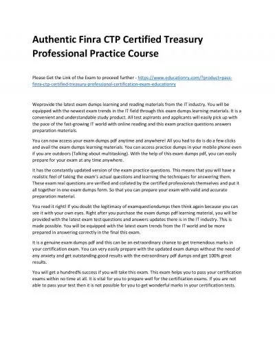 Finra CTP Certified Treasury Professional